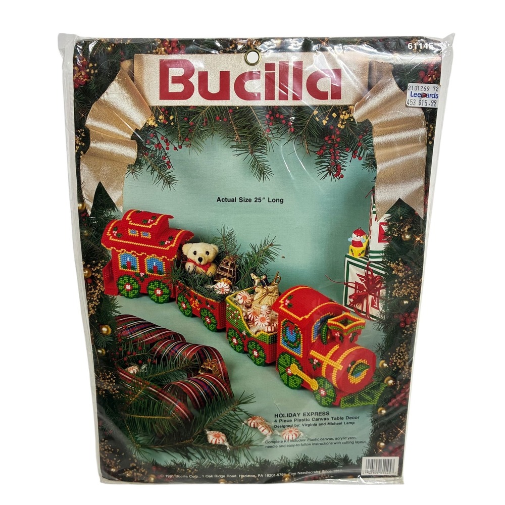 BUCILLA Holiday Express 4 Piece Plastic Canvas Table Decor Kit Christmas‎ Train